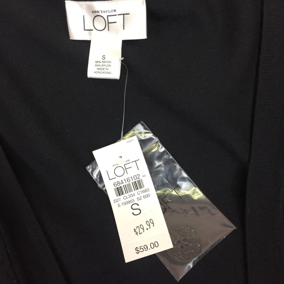 Ann Taylor black cardigan with ribbon tie - Picture 3 of 5